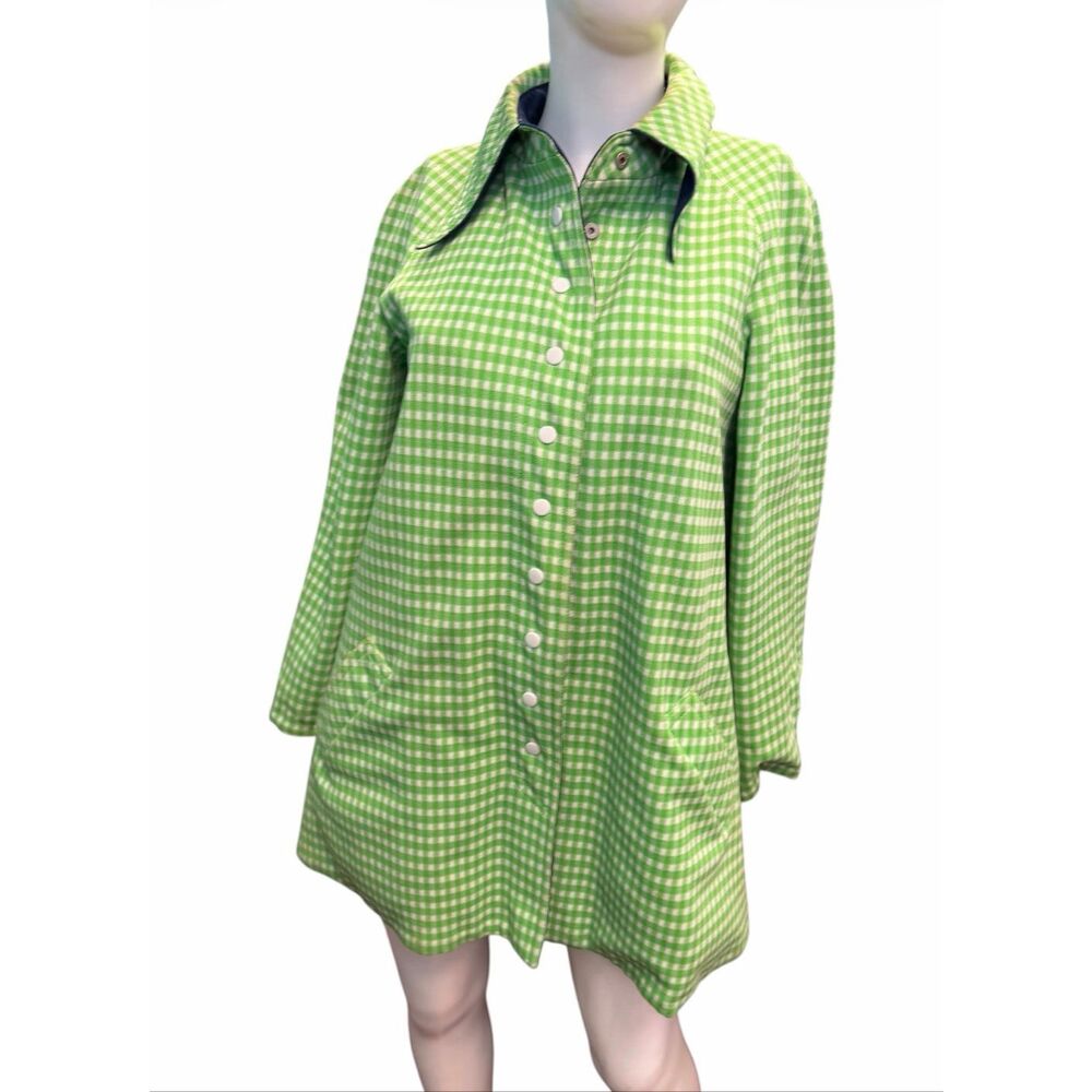 Vintage 70’s Green Checkered Jacket Women’s Size 8 coat Spring - Picture 3 of 10